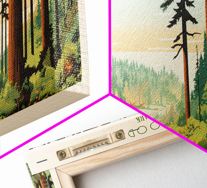 Redwood National Park Panoramic California Travel Art, National Park Print, Minimalist Travel Art, Midcentury Modern Style Landscape