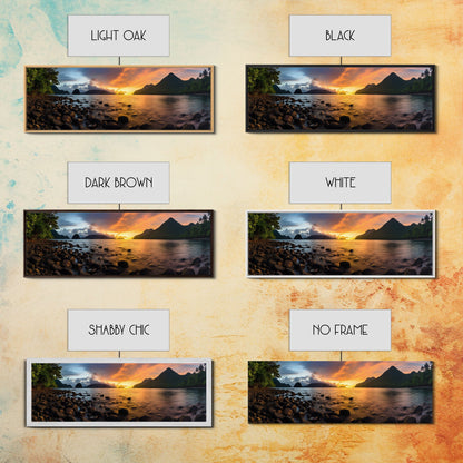 Photographic Panoramic of American Samoa National Park, Sunset Photography, National Park Art, Framed Canvas Print, Landscape Photography