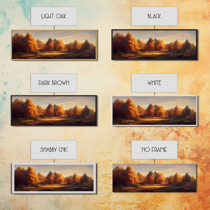 A Forest In Autumn, Fall Decor, Extra Large Wall Art, Framed Panoramic Canvas Print, Framed Wall Decor