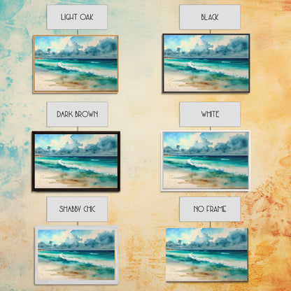 framed emerald green ocean art, beach wall art, framed wall art, living room wall decor, abstract landscape art, framed canvas print