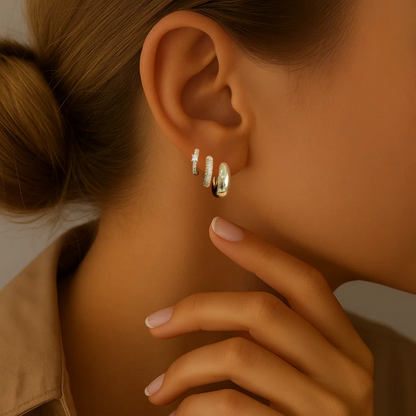 Dainty Huggie Hoop Earrings -3 Pairs