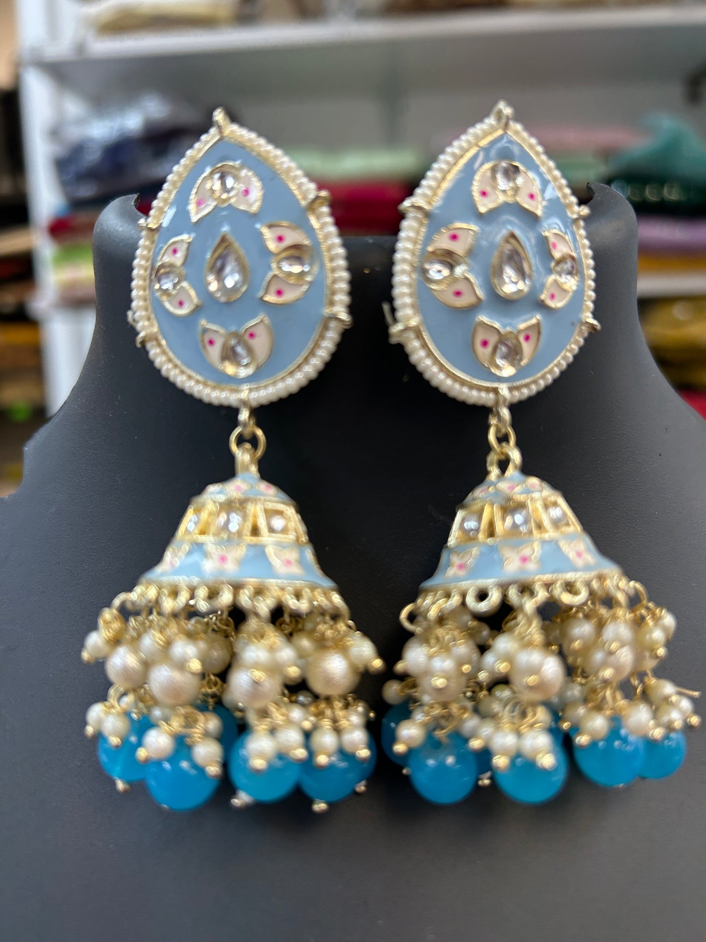 Sky blue Meenakari earrings