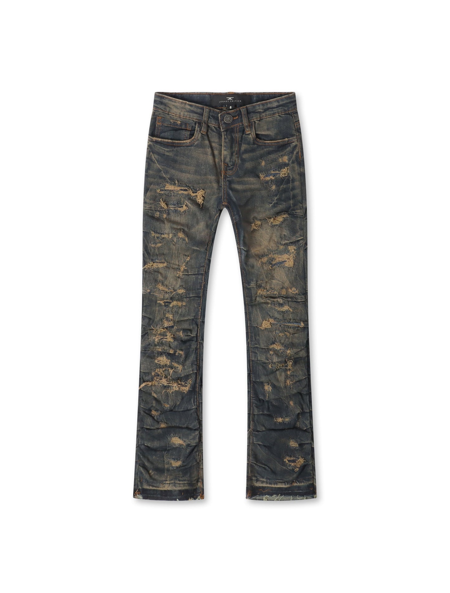Jordan Craig Kids Pleated Side Seam Shredded Jeans - Dark Vintage