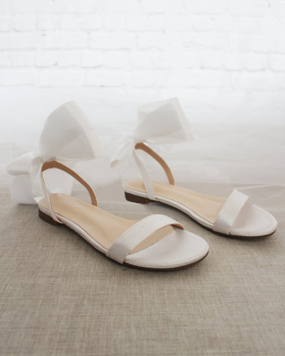 Girls Satin Flat Sandal with Wrapped Satin Tie