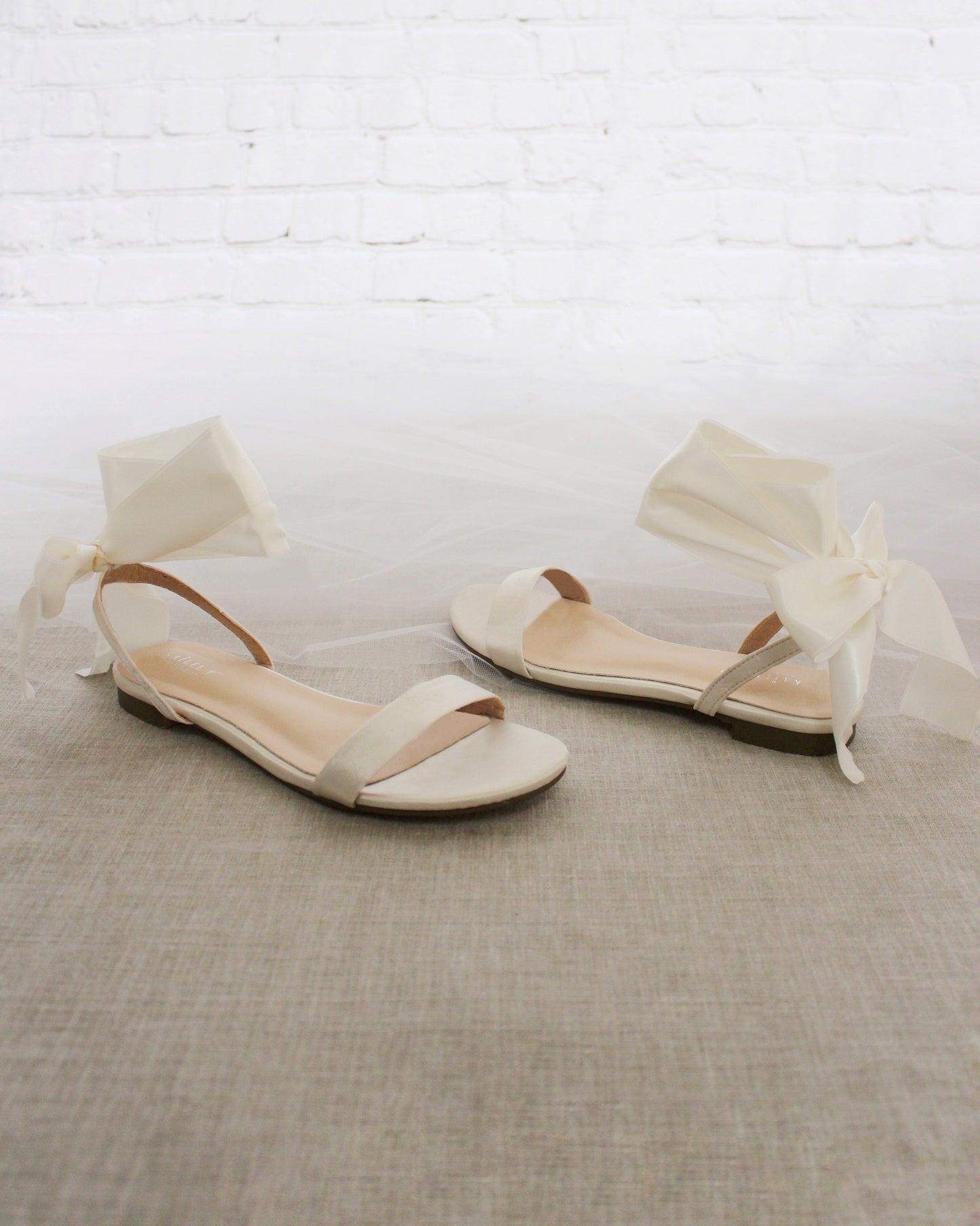 Girls Satin Flat Sandal with Wrapped Satin Tie