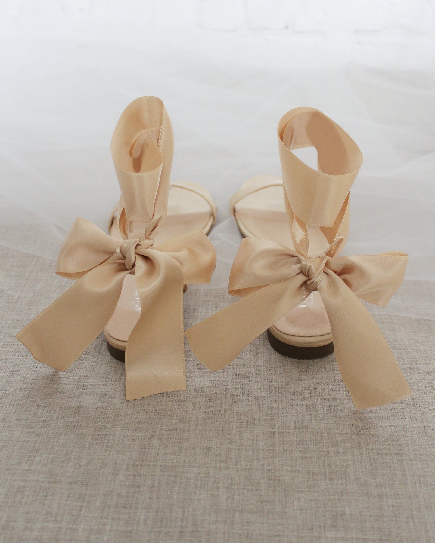 Girls Satin Flat Sandal with Wrapped Satin Tie