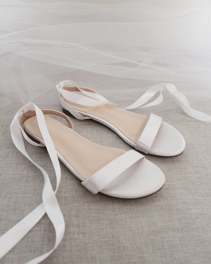 Girls Satin Flat Sandal with Ballerina Lace Up