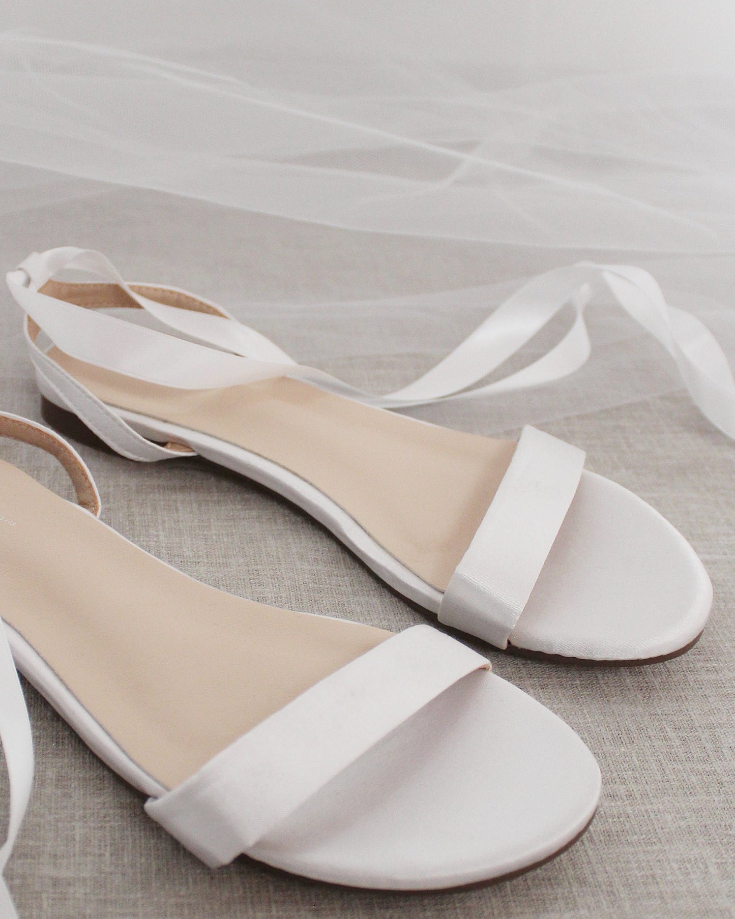 Girls Satin Flat Sandal with Ballerina Lace Up