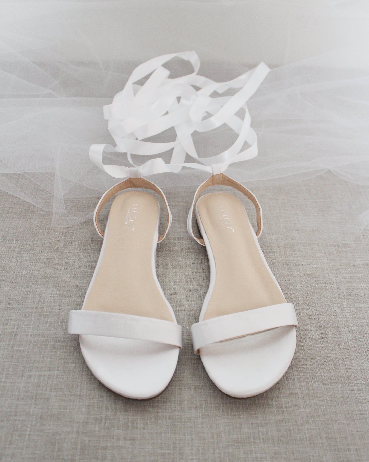 Girls Satin Flat Sandal with Ballerina Lace Up