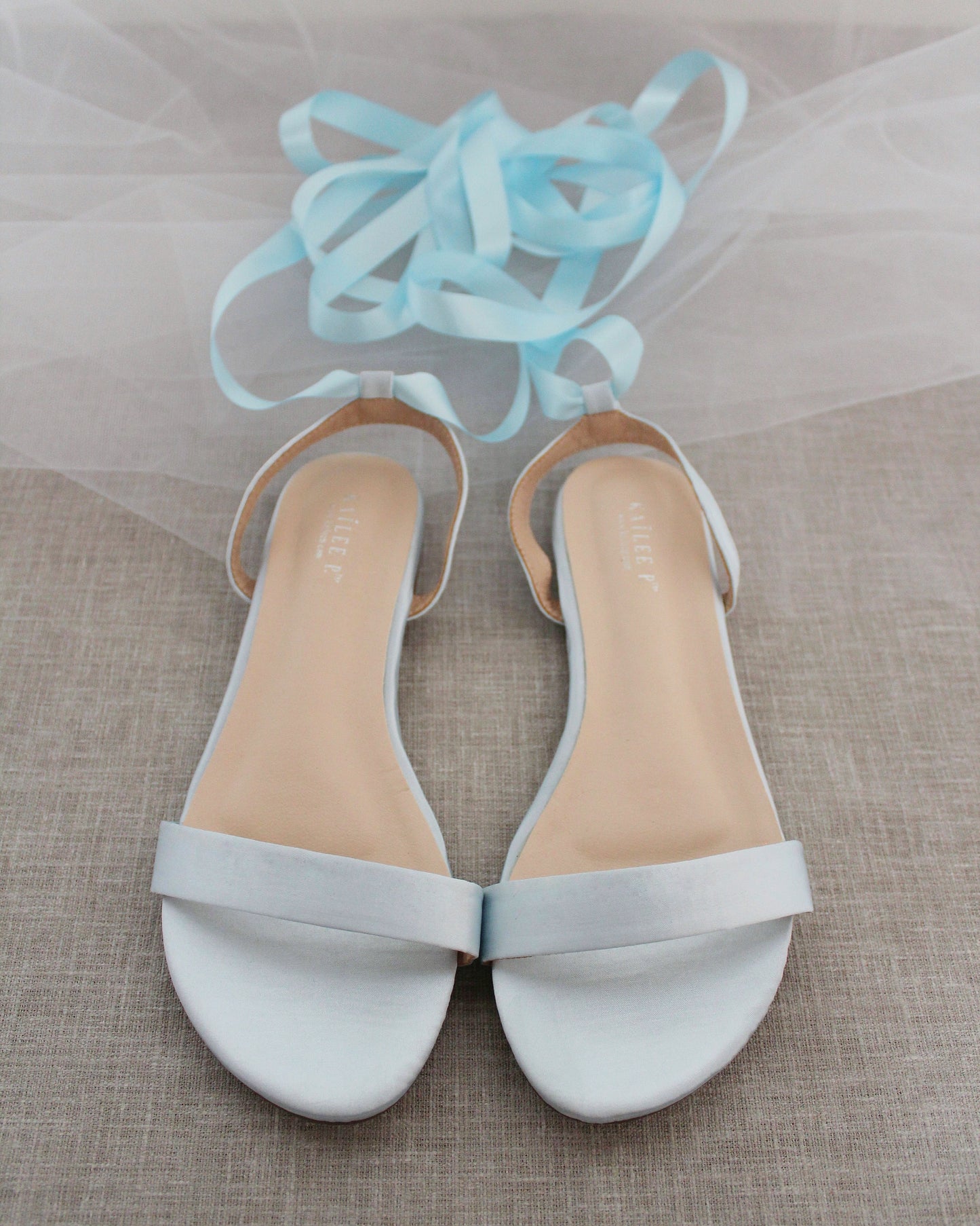 Girls Satin Flat Sandal with Ballerina Lace Up