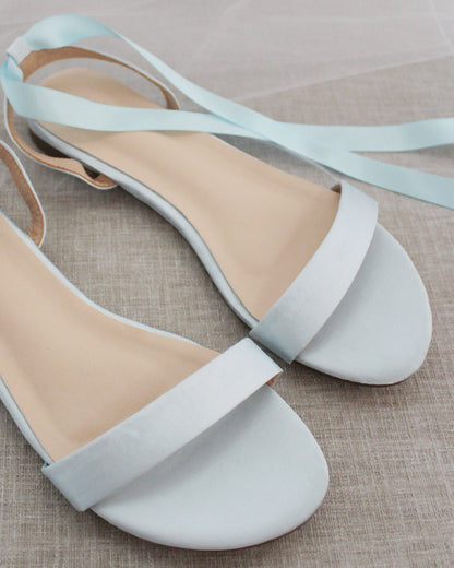 Girls Satin Flat Sandal with Ballerina Lace Up
