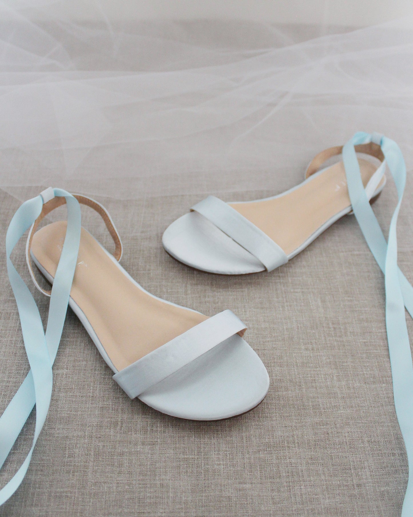 Girls Satin Flat Sandal with Ballerina Lace Up