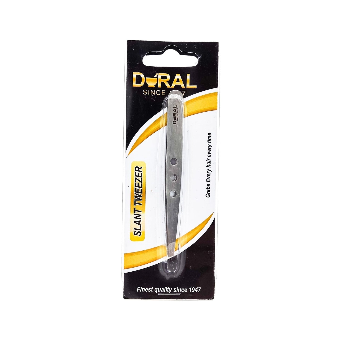Dural Slant Tweezer Classic Triple Dots Silver