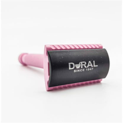 Dural Heavy Stroud Head Double Edge Safety Razor Duty Pink/Black + Pouch