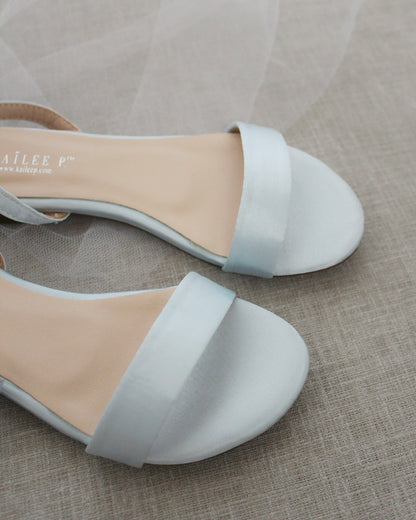 Girls Satin Flat Sandal with Ankle Strap