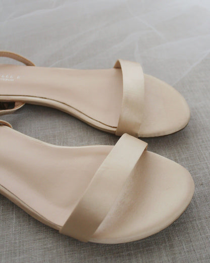 Girls Satin Flat Sandal with Ankle Strap