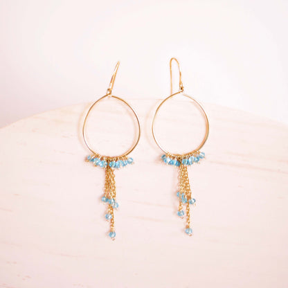 Garnet Mini Swing Hoop Earrings