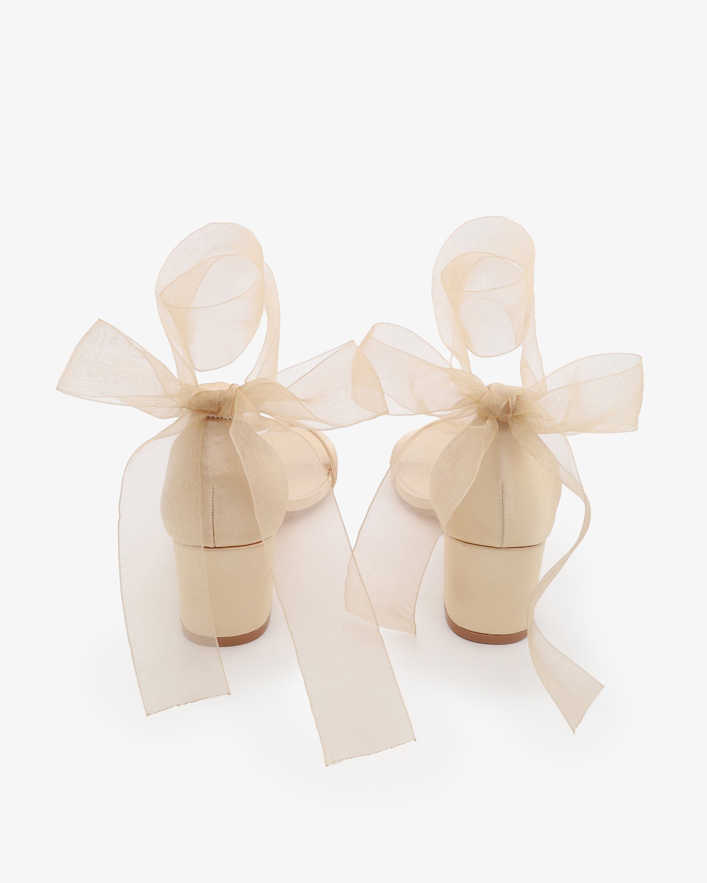 Satin Girls Block Heel Sandal with Wrapped Ribbon Tie