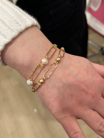 14K Gold Plated Links & Gold Balls Chain Bracelet
