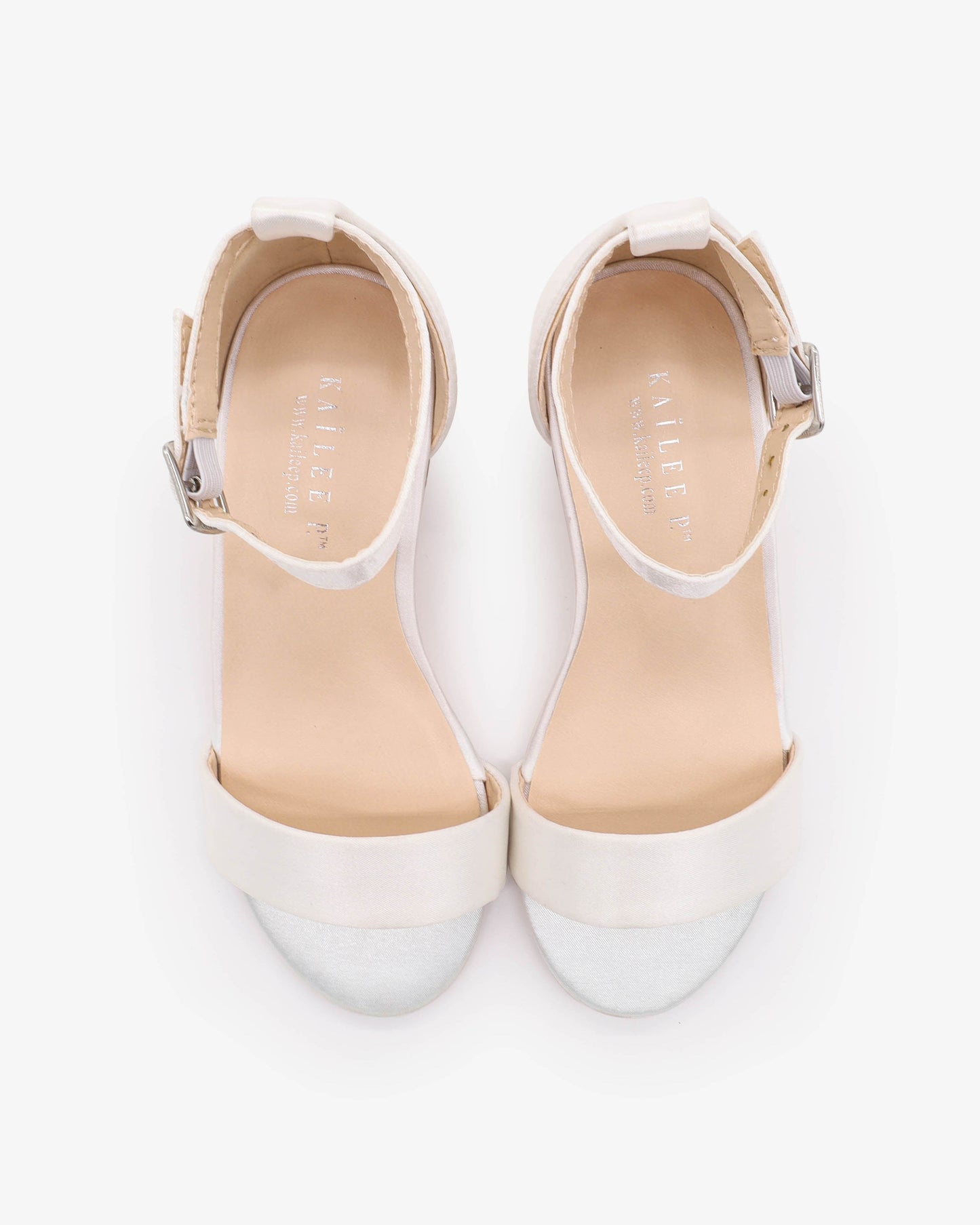 Satin Girls Block Heel Sandals with Ankle Strap
