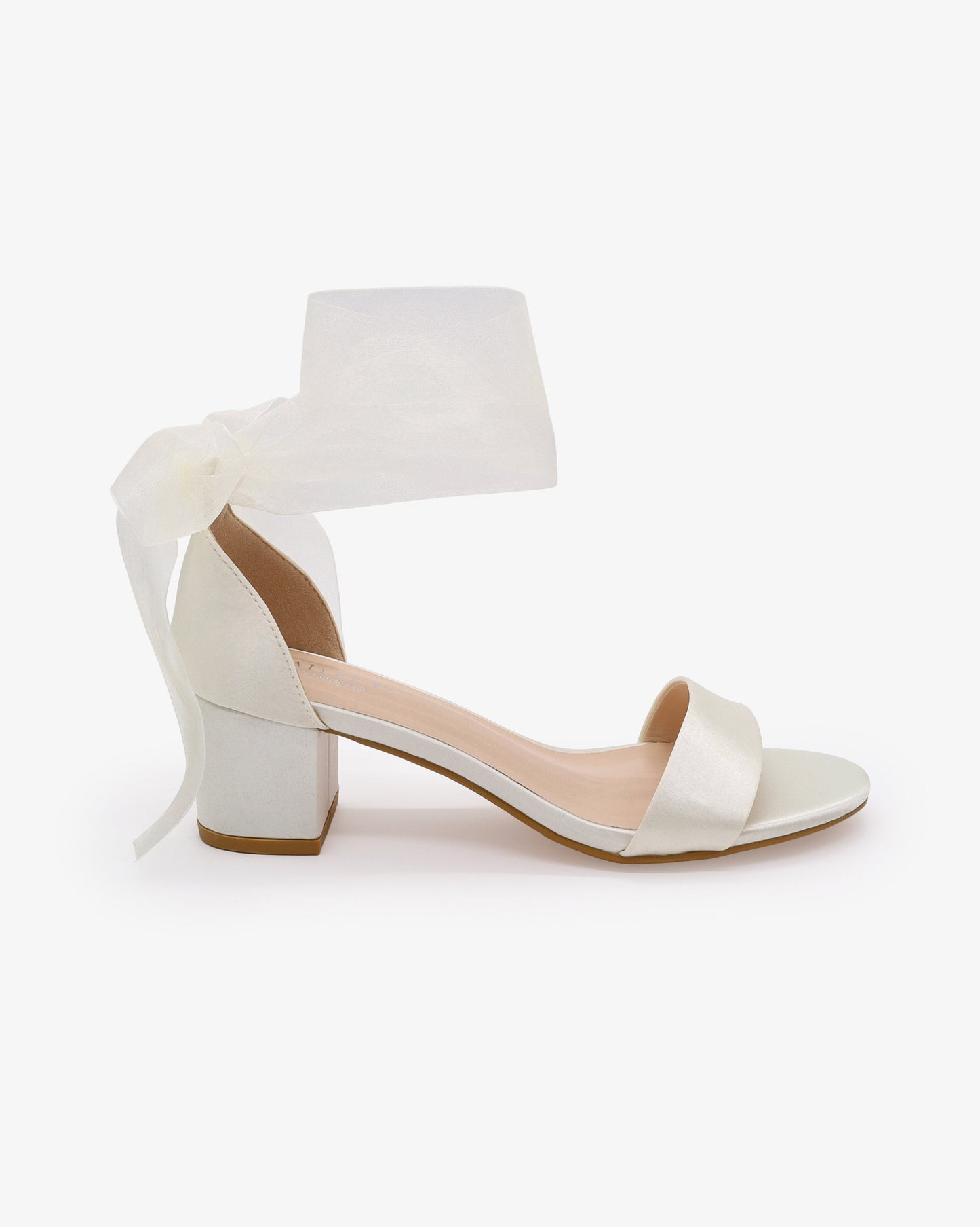 Satin Girls Block Heel Sandal with Wrapped Ribbon Tie