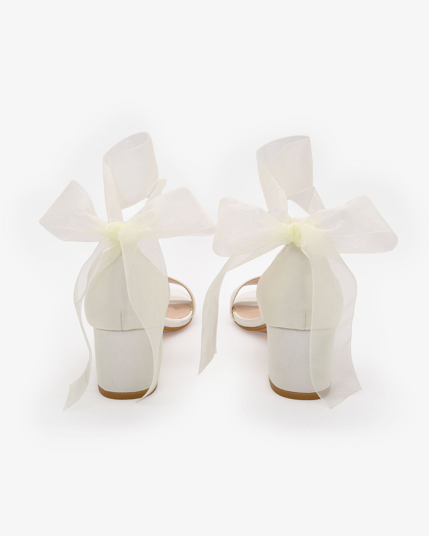 Satin Girls Block Heel Sandal with Wrapped Ribbon Tie