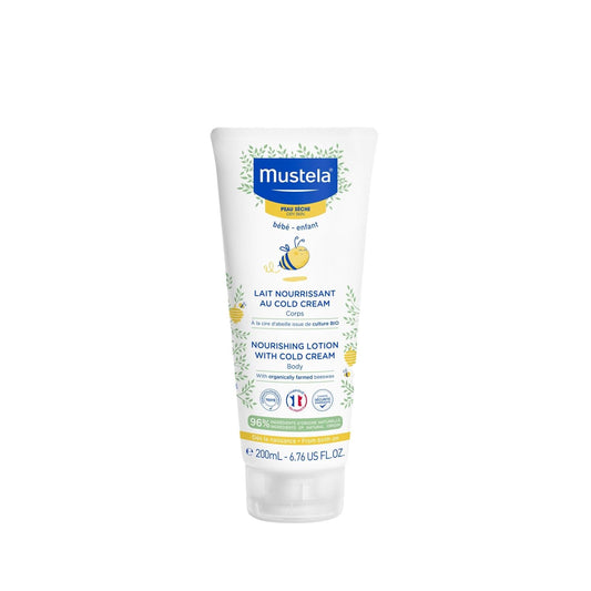 Mustela Nourishing Body Lotion for Newborns - Cold Cream, 96% Natural Ingredients, Dermatologically Tested - 6.76 fl oz