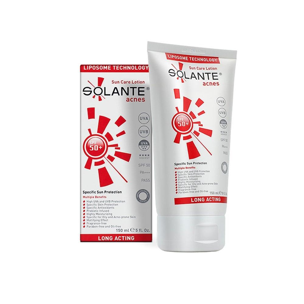 Solante Acnes SPF 50+ Sunscreen Lotion for Oily & Sensitive Skin - Facial & Body Protection