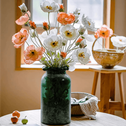 Faux Large Silk Poppy Flower Stem 41" Tall