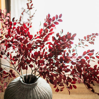 Artificial Red Tzu Tan Leaf Stem 42" Tall Faux