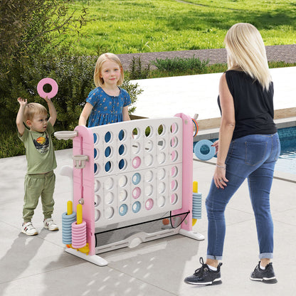 Jumbo 4-to-Score Game with Ring-toss and Basketball Hoop