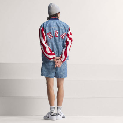 Adidas Mens Denim Graphic Track Jacket - Blue