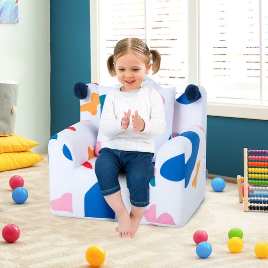 High-density Padding Kids Sofa with Armrest and Extra Pilow-Multicolor