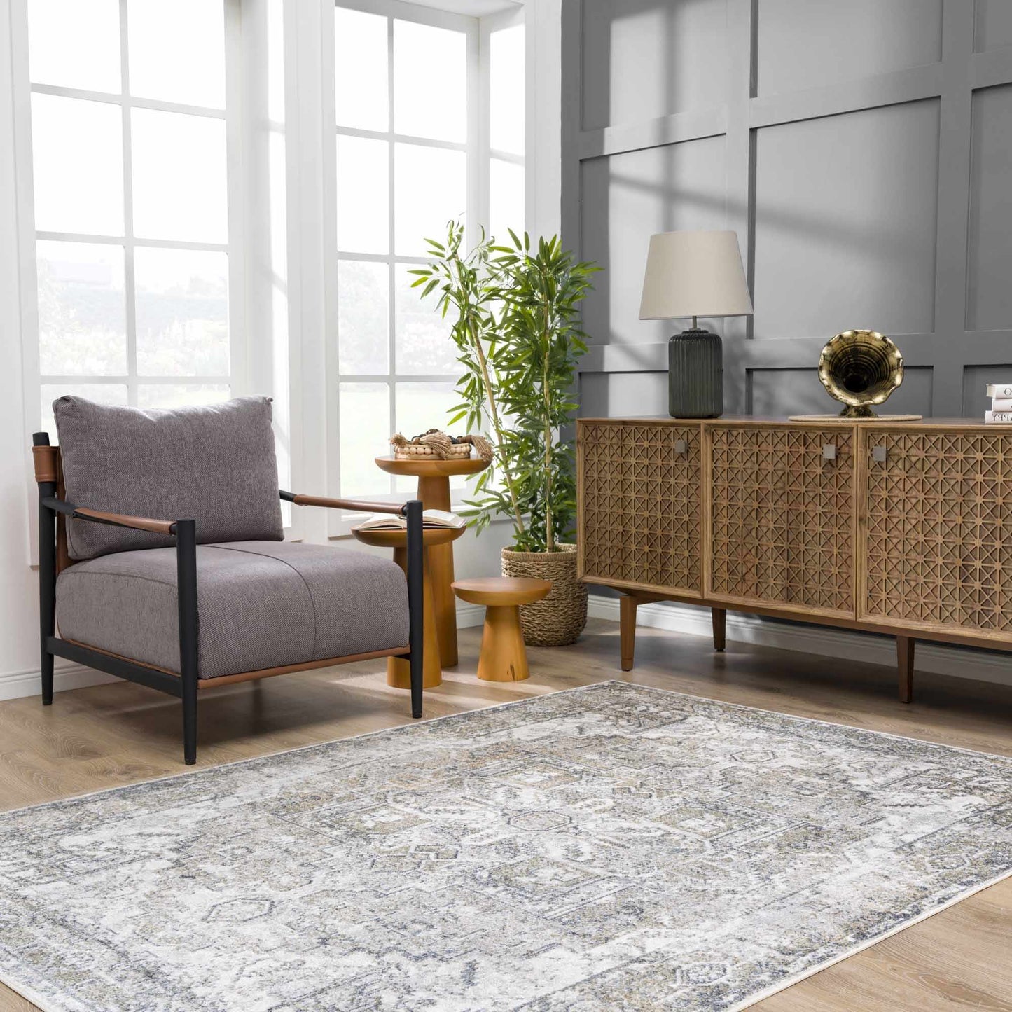 Hera Olive Boutique Washable Rug