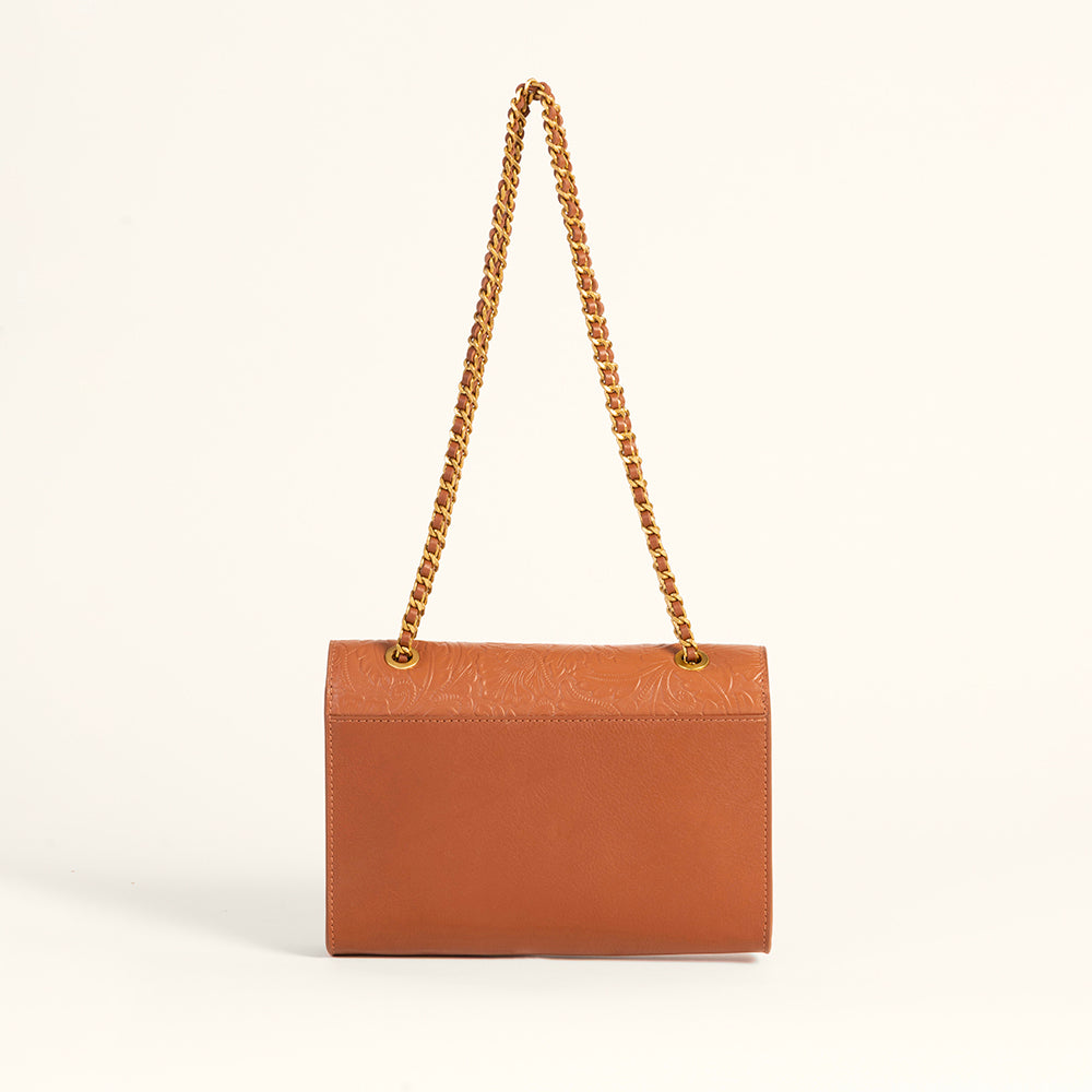 Loyal West Savi Small Embossed & Grained Leather Bag - Amber Glow