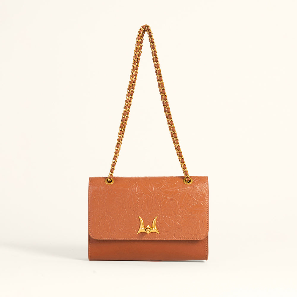Loyal West Savi Small Embossed & Grained Leather Bag - Amber Glow