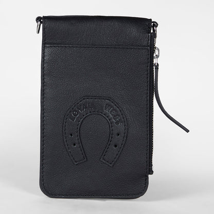 Loyal West SHELL PHONE BAG IN CALF LEATHER -BLACK