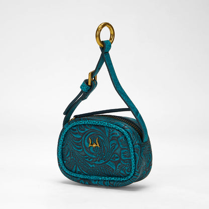 Loyal West SOPHIA MICRO BAG CHARM IN HAND FINISHED EMBOSSED LEATHER -  TURQUOISE
