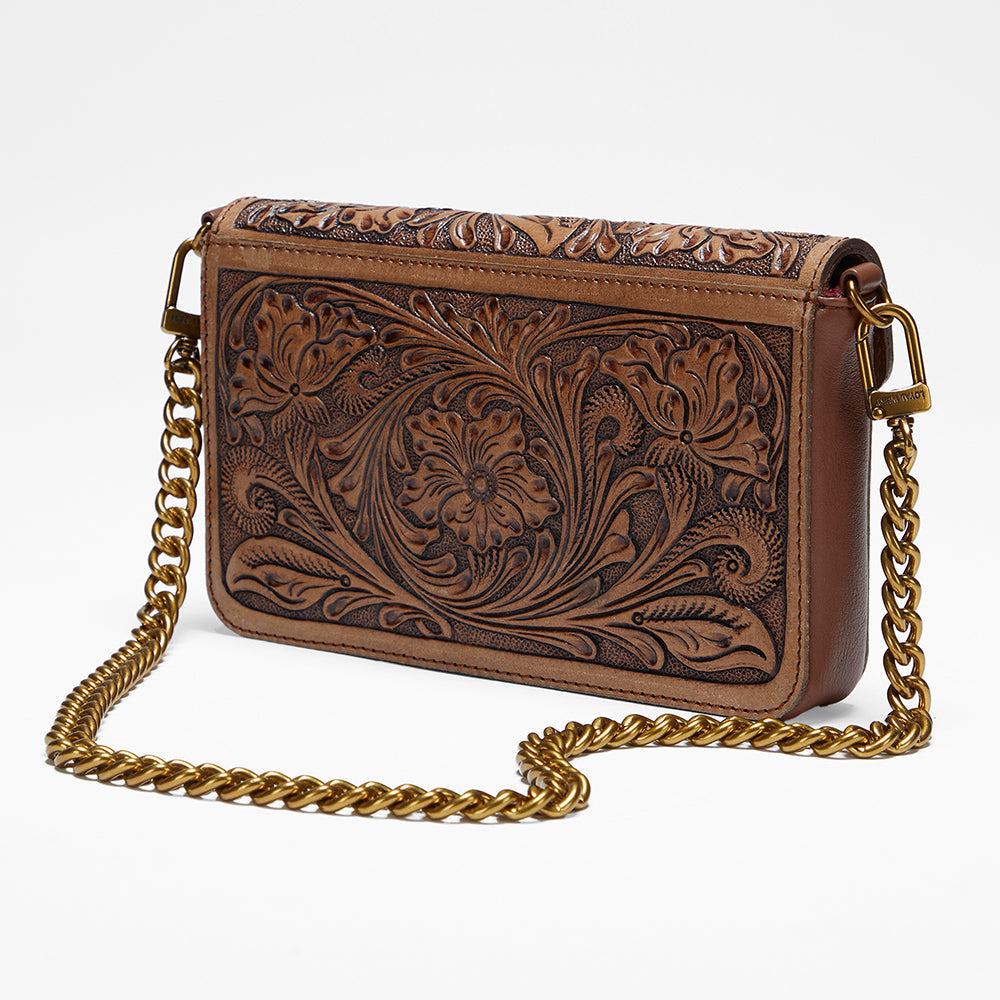 Loyal West The LW On The Go Mini Chain Bag- In Handtooled Leather