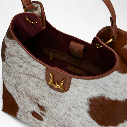 Loyal West LW LARGE PURSE - IN BROWN & WHITE COWHIDE & CALFSKIN