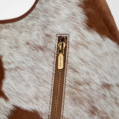 Loyal West LW LARGE PURSE - IN BROWN & WHITE COWHIDE & CALFSKIN