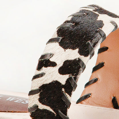 Loyal West Mesa Wanderer Sandals - Black And White Cowhide
