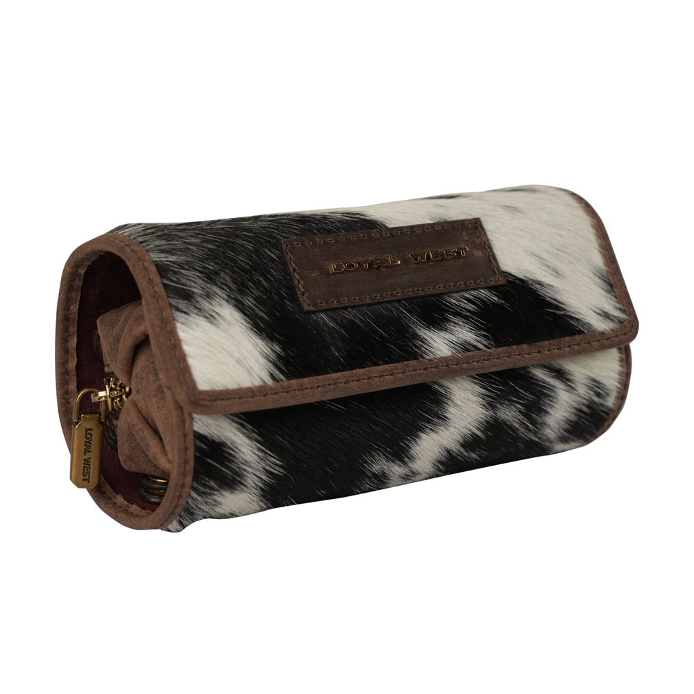 Canyon Jewellery Case - Black & White Cowhide