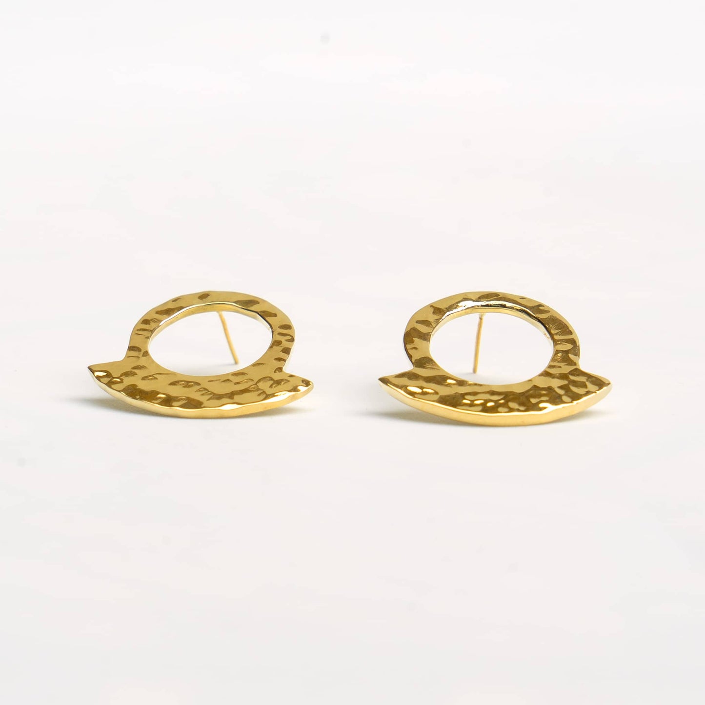 Hammered Crescent Hoop Brass Earrings | Leo