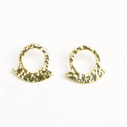 Hammered Crescent Hoop Brass Earrings | Leo