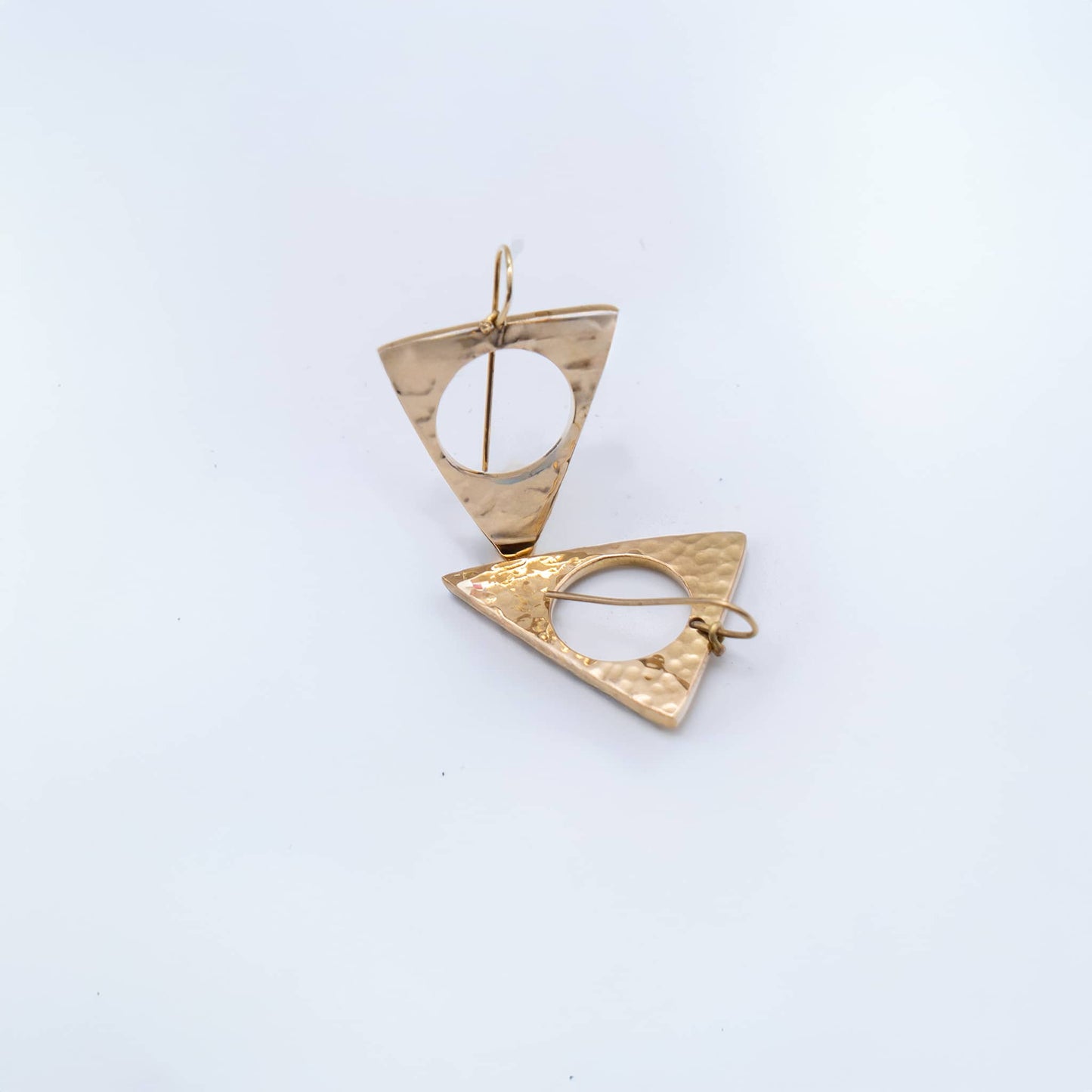 Hollow Triangle Drop Brass Earrings | Lia