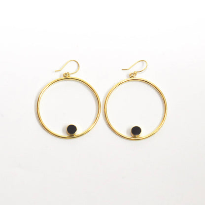 Brass Hoop with Horn Accent Earrings | Lozi