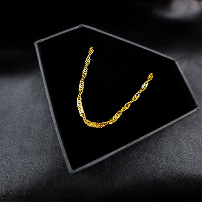 Stainless Steel Gold Tone PVD Twisted Luxe Chain Layering Necklace