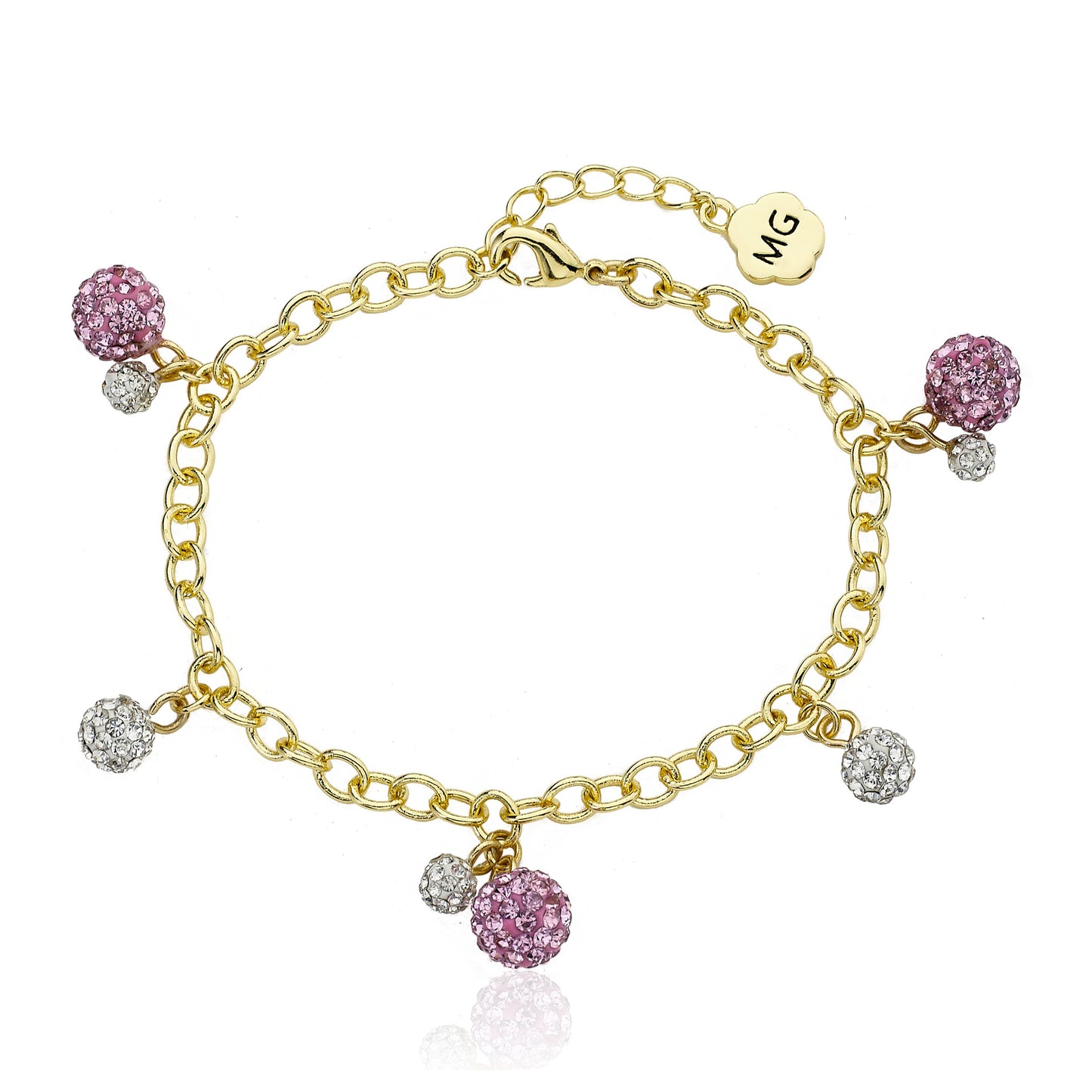 GLITZ BLITZ Crystal Ball Charm Bracelet