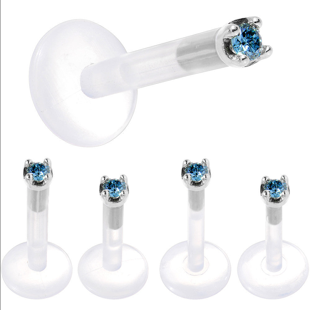 Solid 14K White Gold 1.5mm Genuine Blue Diamond Bioplast Push in Monroe